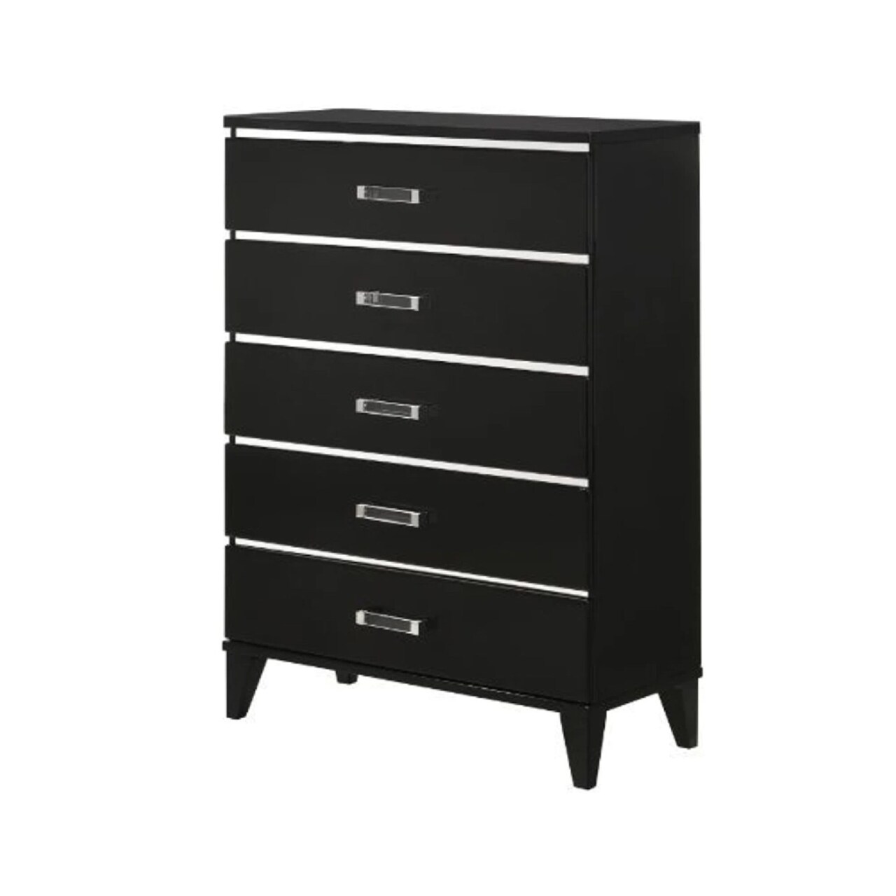 Saltoro Sherpi Chest with 5 Drawers and Metal Trim, Black-